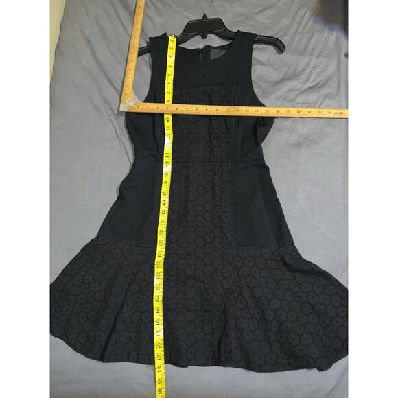J. Crew Collection Women's Size 6 Petite Black Fit and Flare Eyelet Trim Dress - Picture 9 of 13